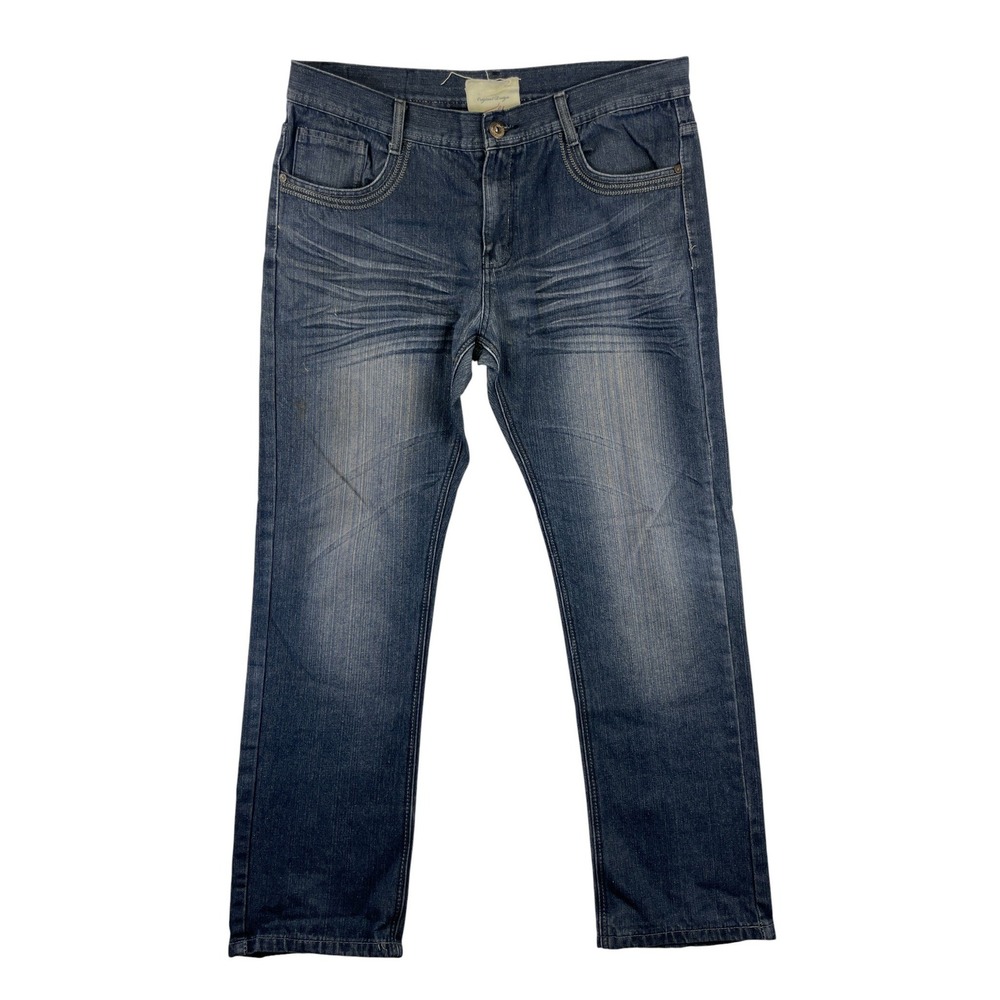 Brooklyn Express Straight Leg Jeans Men's 38x32 Blue Denim Cotton Casual